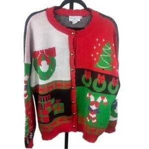 Sweater Loft Christmas Cardigan Women's Size 3X Vintage Ugly Sweater